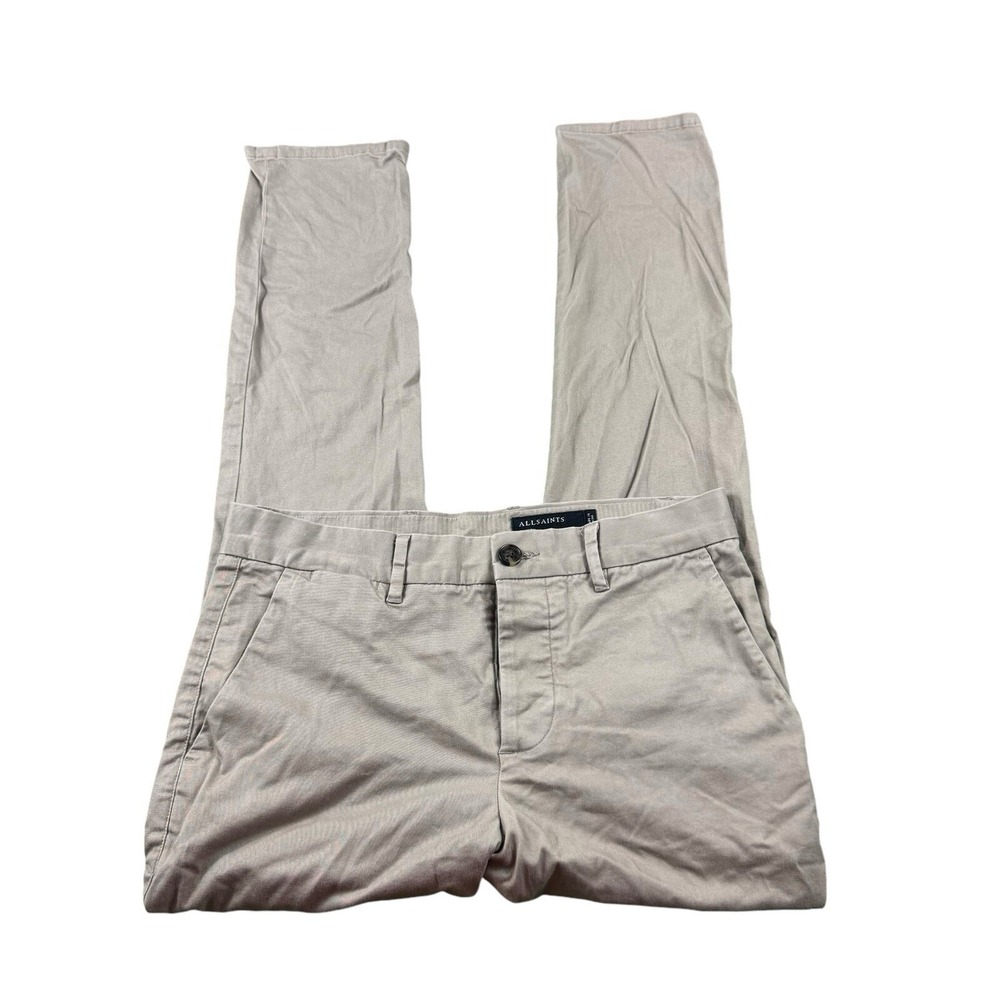 AllSaints Felix Cotton Blend Tan Button Front Chino Pant 30x30 MT006N